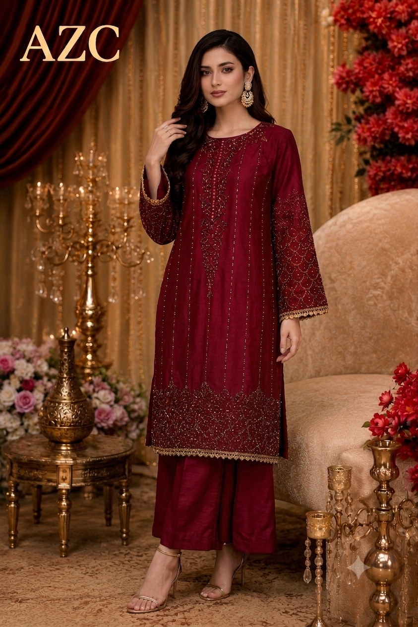 AZC Signature 2-Piece Ready to Wear Embroidered Lawn Dress