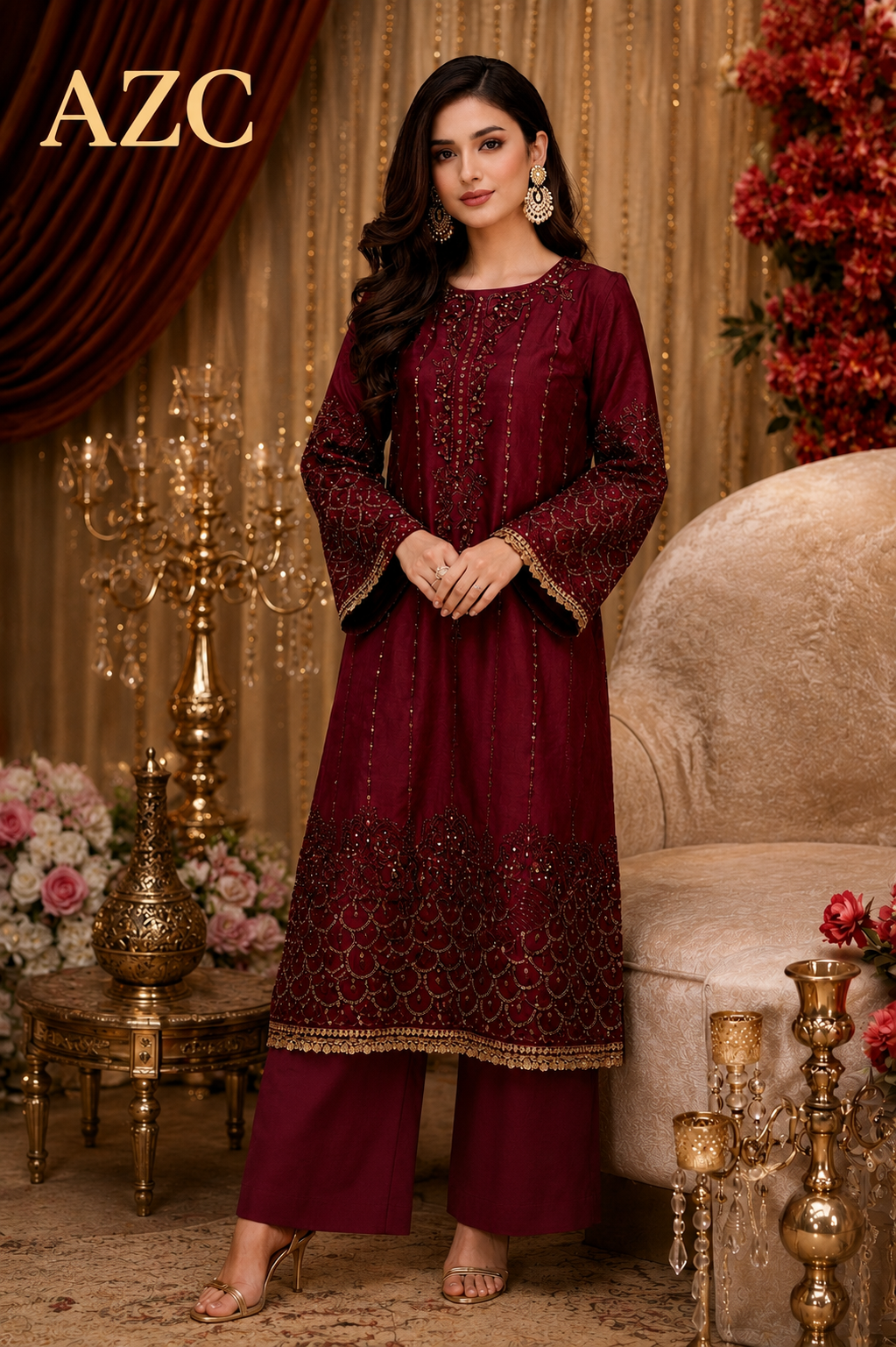 AZC Signature 2-Piece Ready to Wear Embroidered Lawn Dress