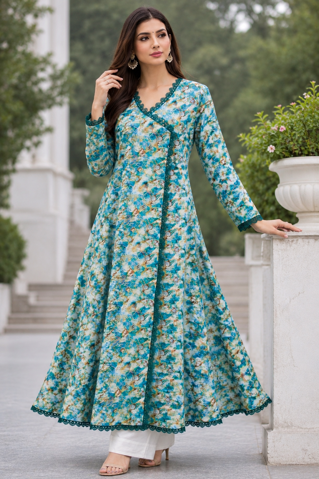 Elegant Floral Lawn Frock 🌸