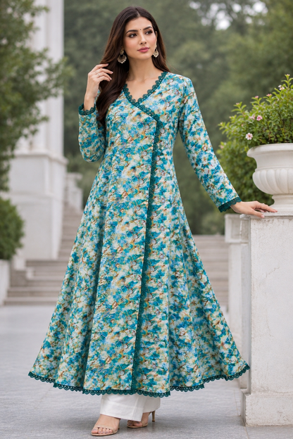 Elegant Floral Lawn Frock 🌸