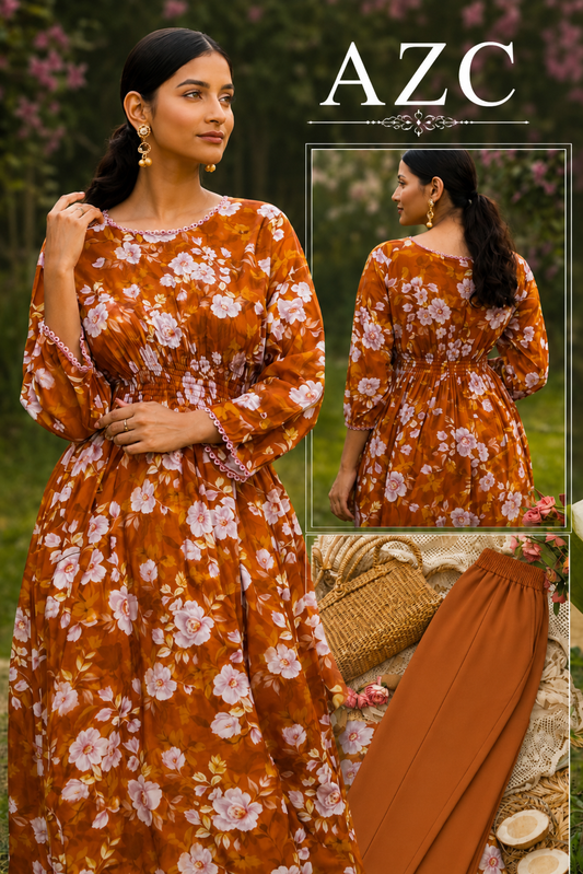 Elegant Floral Lawn Frock 🌸