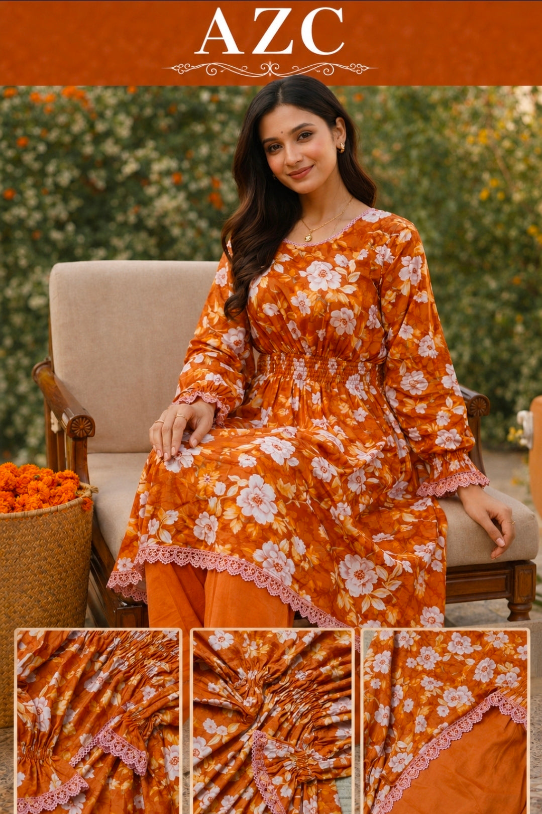 Elegant Floral Lawn Frock 🌸