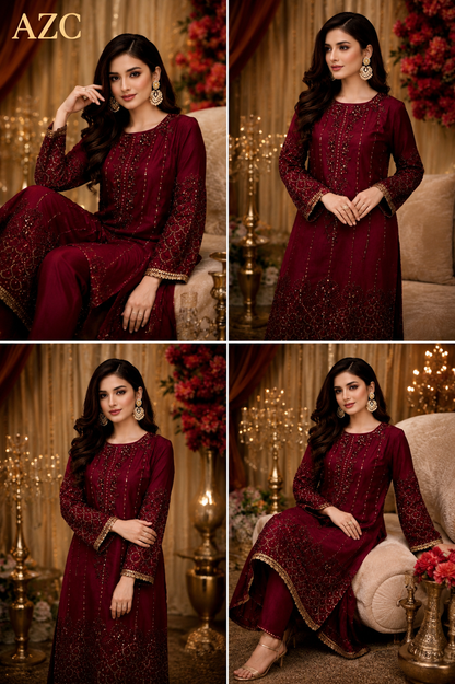 AZC Signature 2-Piece Ready to Wear Embroidered Lawn Dress