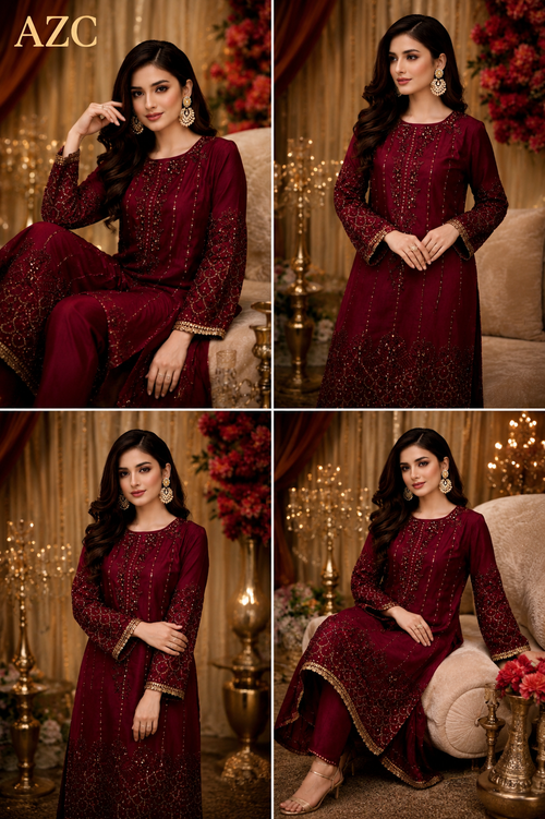 AZC Signature 2-Piece Ready to Wear Embroidered Lawn Dress