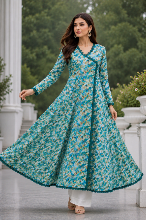 Elegant Floral Lawn Frock 🌸