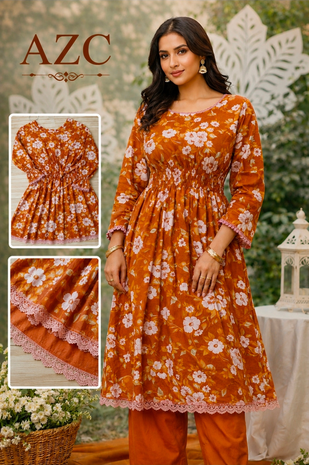 Elegant Floral Lawn Frock 🌸