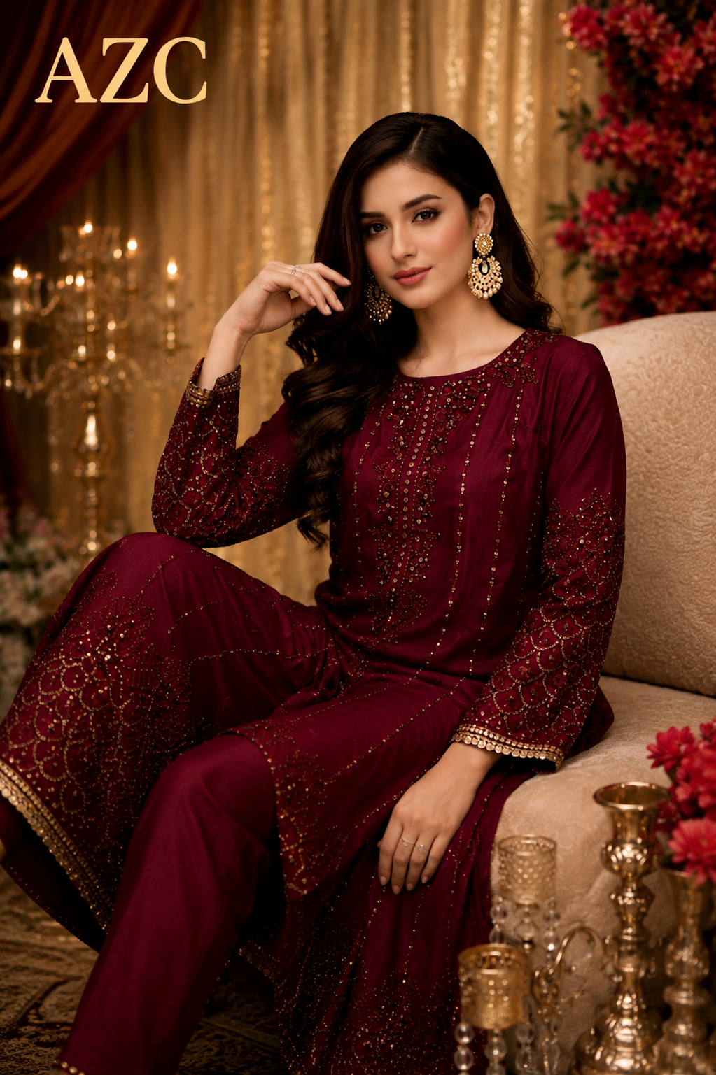 AZC Signature 2-Piece Ready to Wear Embroidered Lawn Dress