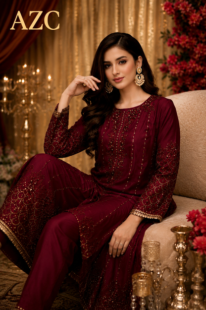AZC Signature 2-Piece Ready to Wear Embroidered Lawn Dress