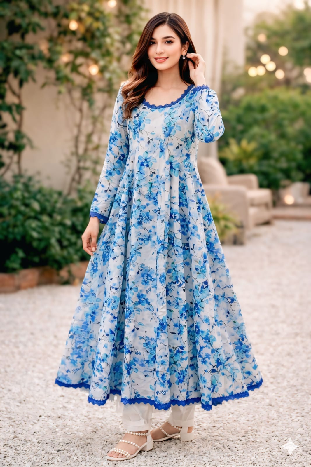 Elegant Floral Lawn Frock 🌸