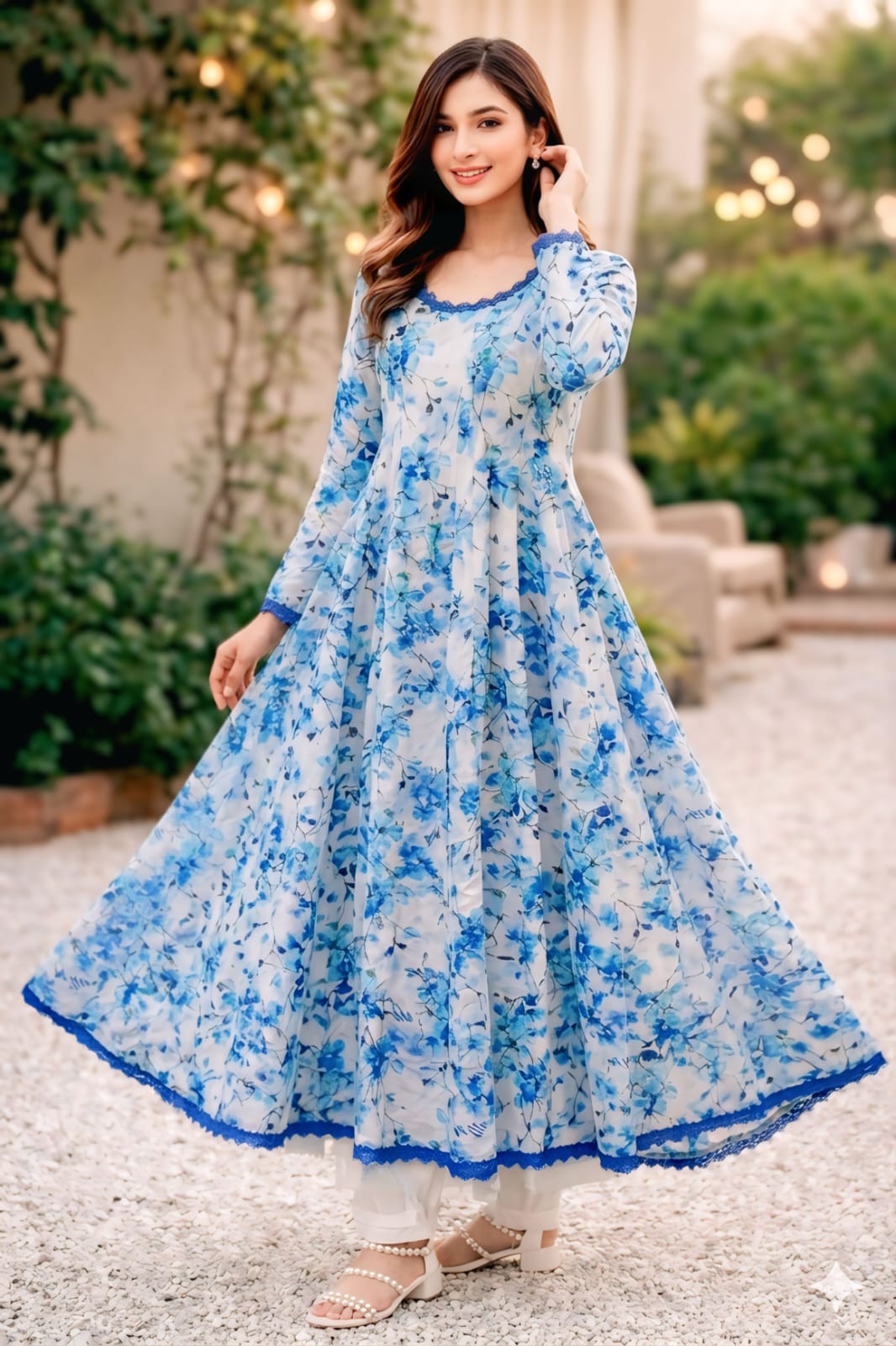 Elegant Floral Lawn Frock 🌸
