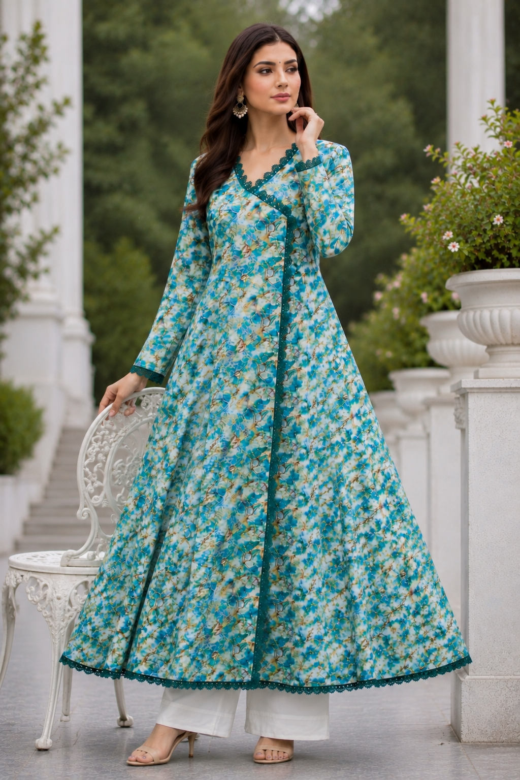 Elegant Floral Lawn Frock 🌸