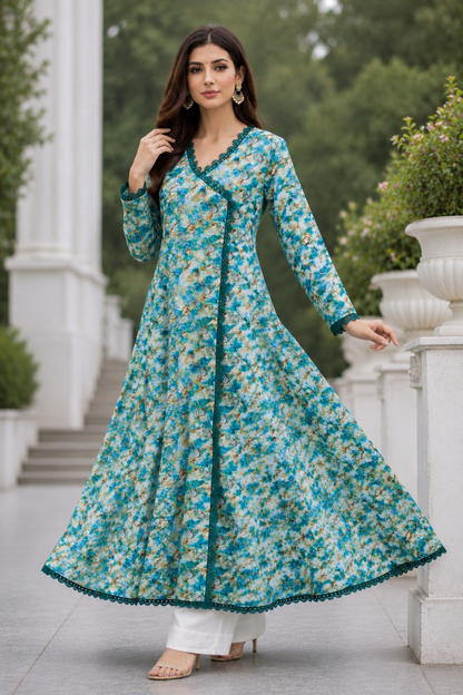 Elegant Floral Lawn Frock 🌸
