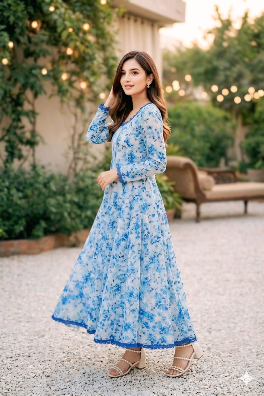 Elegant Floral Lawn Frock 🌸