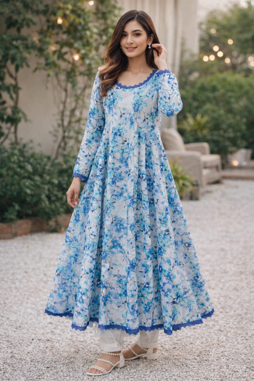 Elegant Floral Lawn Frock 🌸