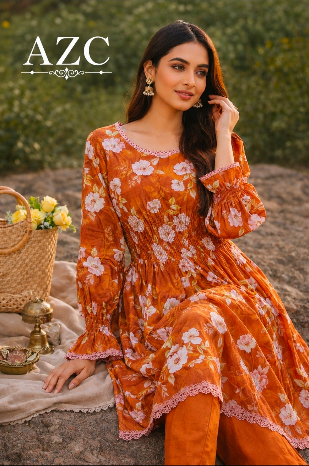 Elegant Floral Lawn Frock 🌸